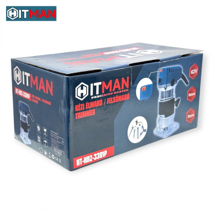 Hitman HT-HRZ-3301P Kézi Felsőmaró/Élmaró, 1250W, 6mm és 8mm Tokmánnyal