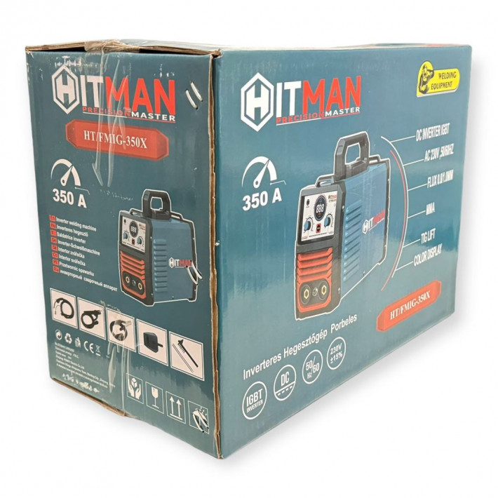 Hitman HT-FMIG-350X Inverteres CO2 Hegesztőgép, 350A, Porbeles - MMA - Flux - TIG-Lift