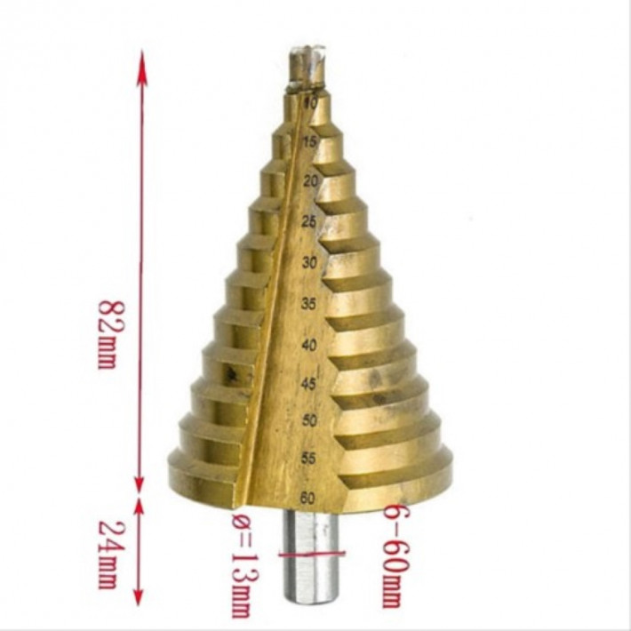 Haina HB6735 HSS Lépcsős Fúrószár, 6-60mm, Prémium minőség