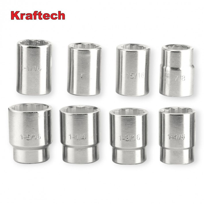 KrafTech HB-6889 21 Darabos 3/4"-os Meghajtású 12 Pontos Racsniskulcs Króm Dugókulcs Készlet