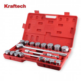 KrafTech HB-6889 21 Darabos 3/4"-os Meghajtású 12 Pontos Racsniskulcs Króm Dugókulcs Készlet