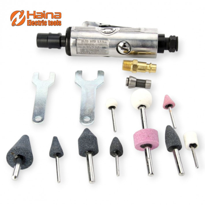 Haina HM-7339 Air Mini Die Grinder Kit 16db-os Pneumatikus Forgószerszám Készlet