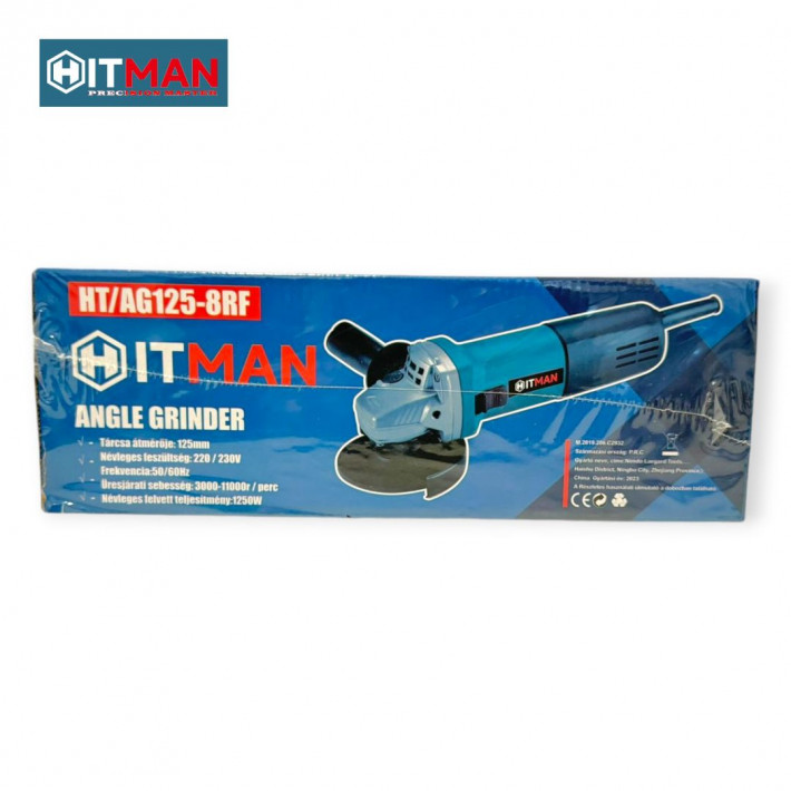 Hitman HT-AG125-8RF Sarokcsiszoló, 1250W, 125mm Tárcsa, Fordulatszám-szabályozó