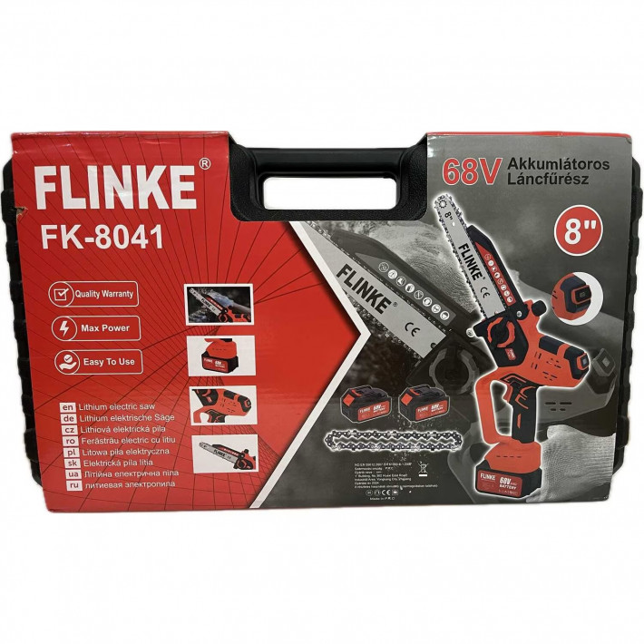 Flinke FK-8041 Elektromos Láncfűrész 2 DB 68V Akkumulátorral, Olajzással és LCD Kijelzővel