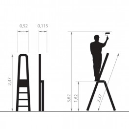 Hitman HT-NIL-6486 - Egyoldalas Aluminium Létra 157cm magas, 8 lépcsőfokos, 125 kg teherbírású