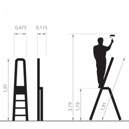 Hitman HT-NIL-6484 - Egyoldalas Aluminium Létra 117cm magas, 6 lépcsőfokos, 125 kg teherbírású