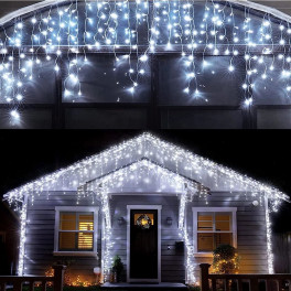 500 LED -es Toldható Jégcsap Fényfüzér, Izzósor 25m Hidegfehér