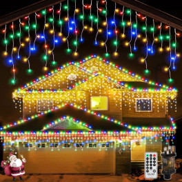 500 LED -Es Toldható Jégcsap Fényfüzér, Izzósor 25m RGB