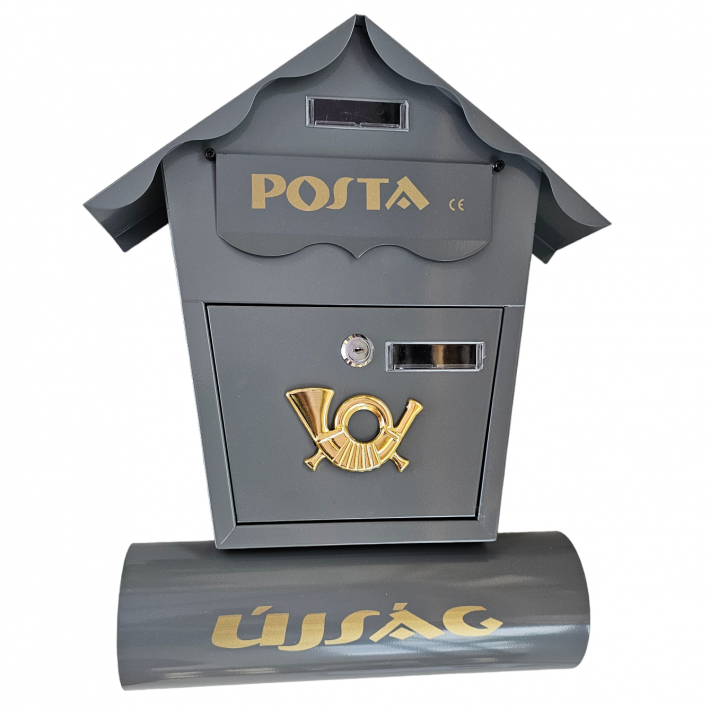 Utcai Postaláda Újságtartóval - Szürke