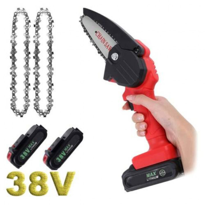 KrafTech KT/BCHS38V Mini Láncfűrész 38V - 2db Li-Ion Akkumulátorral