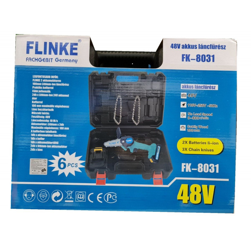 Flinke 48V akkus mini láncfűrész FK8031 2db akku - 3db lánc