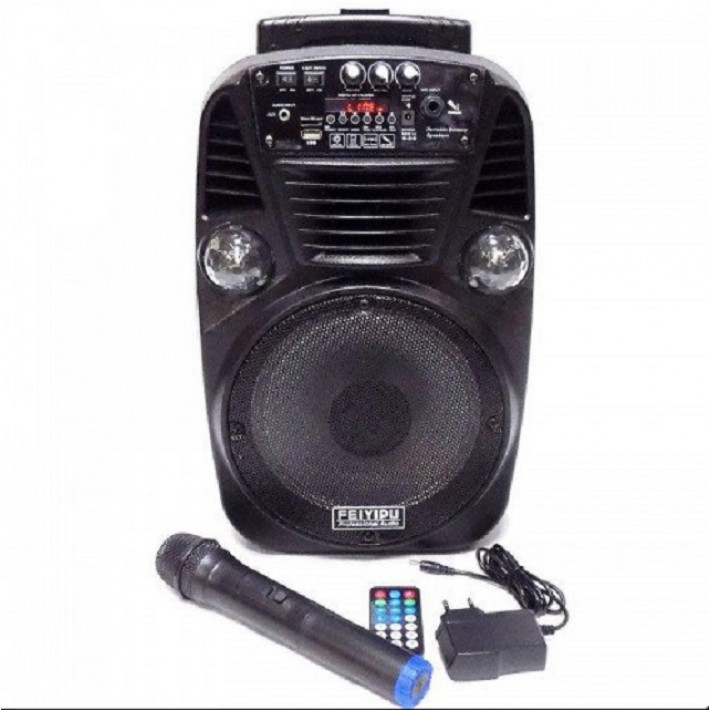 Kompakt újratölthető karaoke hangszóró FEIYIPU ES-8 8 "300W 1 mikrofonnal