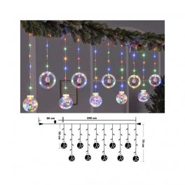 Karácsonyi ablakdísz, világítás 5db Gömb, 5 db Gyűrű alakzattal