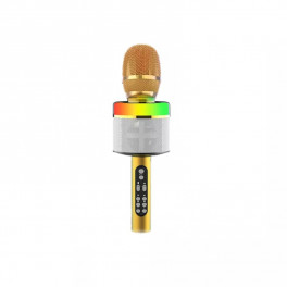 S-088 Arany Vezeték Nélküli Mikrofon LED Fényű Karaoke Rögzítő Mini USB TF Kártya Kézi KTV Hordozható