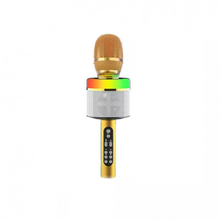 S-088 Arany Vezeték Nélküli Mikrofon LED Fényű Karaoke Rögzítő Mini USB TF Kártya Kézi KTV Hordozható