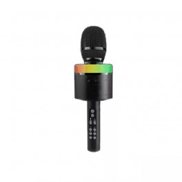 S-088 Fekete Vezeték Nélküli Mikrofon LED Fényű Karaoke Rögzítő Mini USB TF Kártya Kézi KTV Hordozható