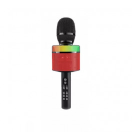 S-088 Piros vezeték nélküli mikrofon LED fényű karaoke rögzítő mini USB TF kártya kézi KTV hordozható