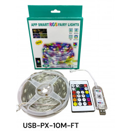 RGB karácsonyi izzó típusú lámpa és Bluetooth vezérléssel alkalmazáson keresztül, hossza 10 m USB-PX10