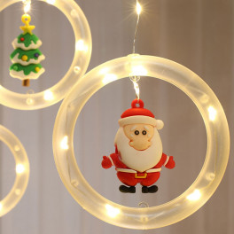 Karácsonyi fényfüzér 10 db gyűrűvel, 5 féle dísszel – lógó ablakdísz 110LED, 3M, melegfehér