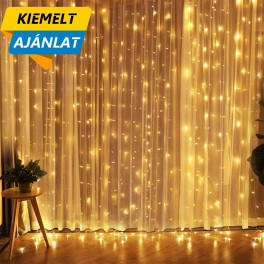 LED fényfüggöny 2m x 1,5m 240 darab LED Melegfehér