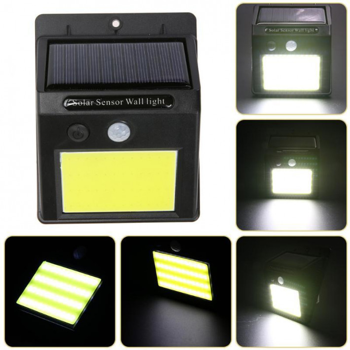 Alloet napelemes kültéri LED COB lámpa alkonyat kapcsolóval és mozgásérzékelővel