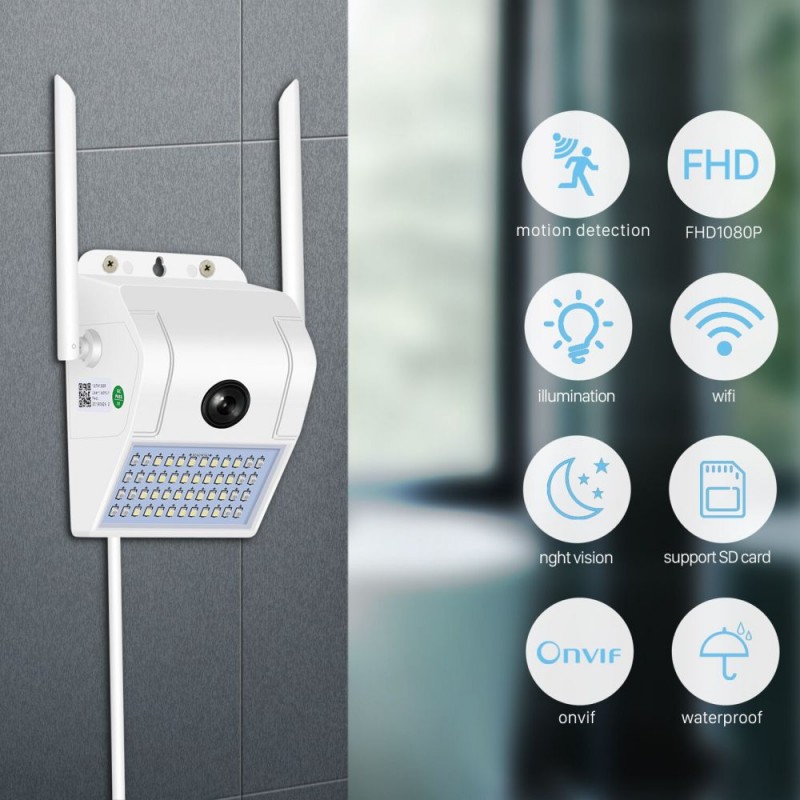 D6 Smart 1080P Kültéri Wifi IP Biztonsági Kamera és Kültéri Lámpa