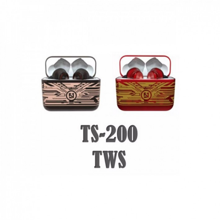 TS-200 vezeték nélküli fülhallgató graffiti dizájn piros és fekete színben