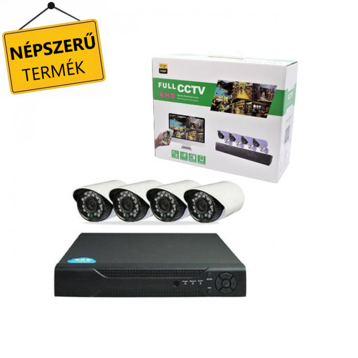 Full AHD CCTV 4 kamerás komplett biztonsági megfigyelő rendszer Full HD 6145AHD-4