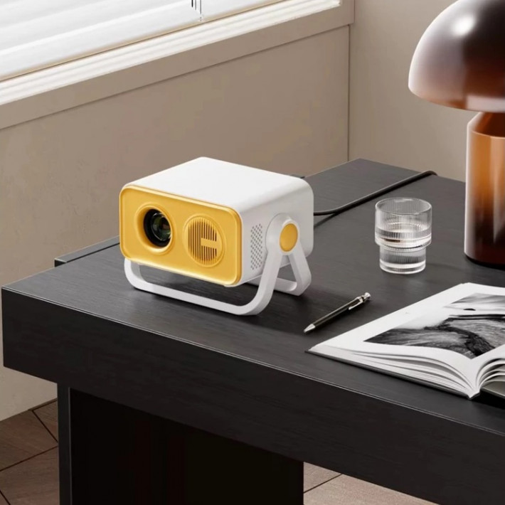 Hordozható Wifis Android 4K Projektor Sárga - Fehér