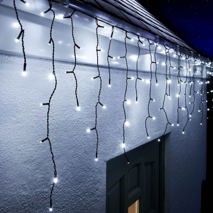 500 LED -es Toldható Jégcsap Fényfüzér, Izzósor 25m Hidegfehér