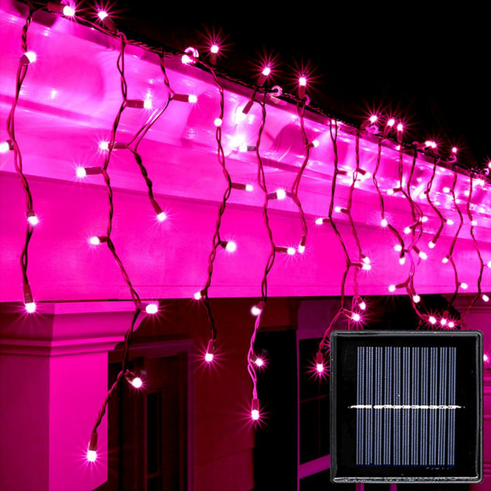 500 LED -es Toldható Jégcsap Fényfüzér, Izzósor 25m Pink