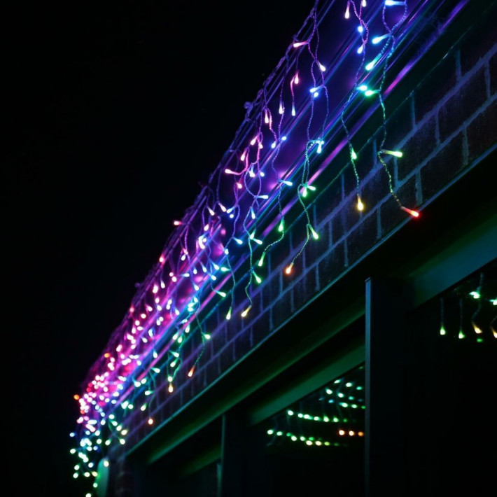 500 LED -Es Toldható Jégcsap Fényfüzér, Izzósor 25m RGB