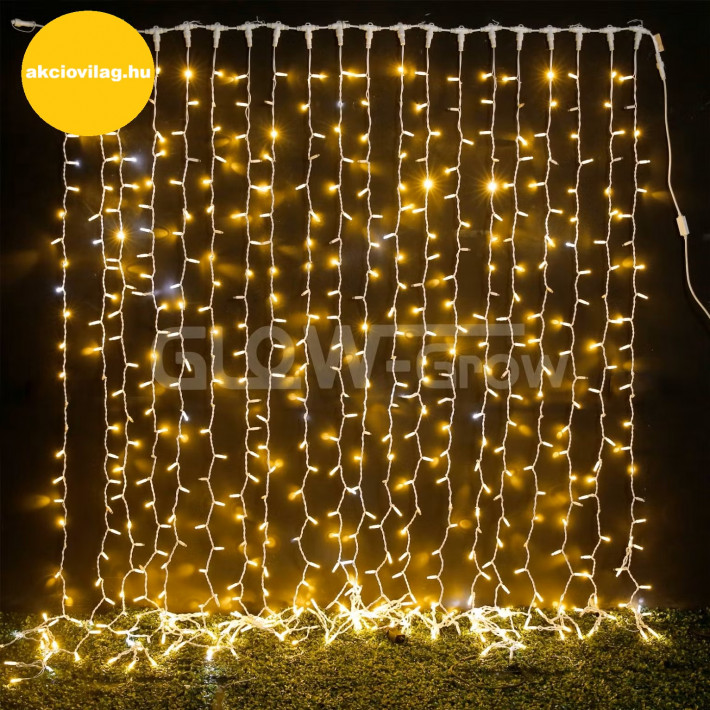 LED fényfüggöny 2m x 1,5m 240 darab LED Melegfehér