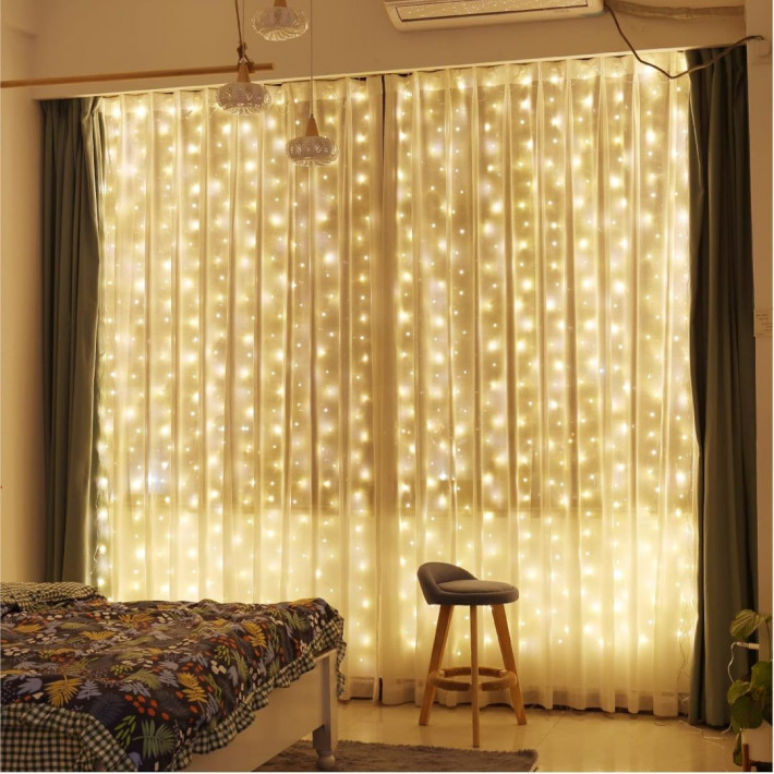 LED Fényfüggöny 2m X 2m Melegfehér