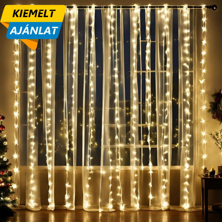 LED Fényfüggöny 3m X 3m Melegfehér