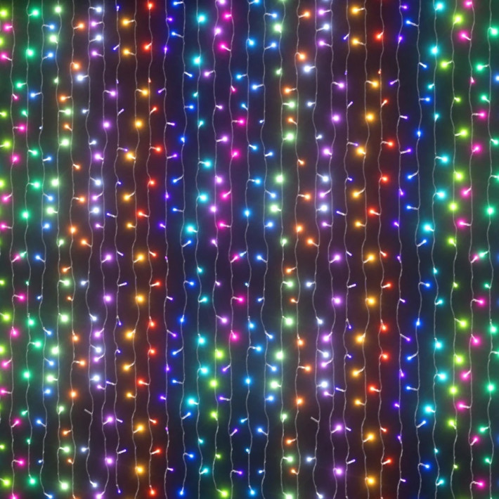 LED Fényfüggöny 2m x 1,5m színes