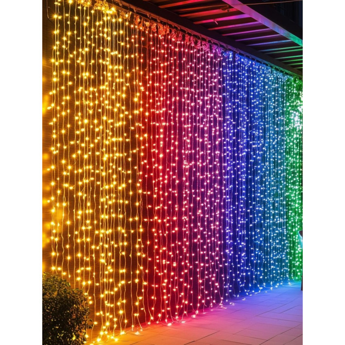 LED Fényfüggöny 2m x 1,5m színes