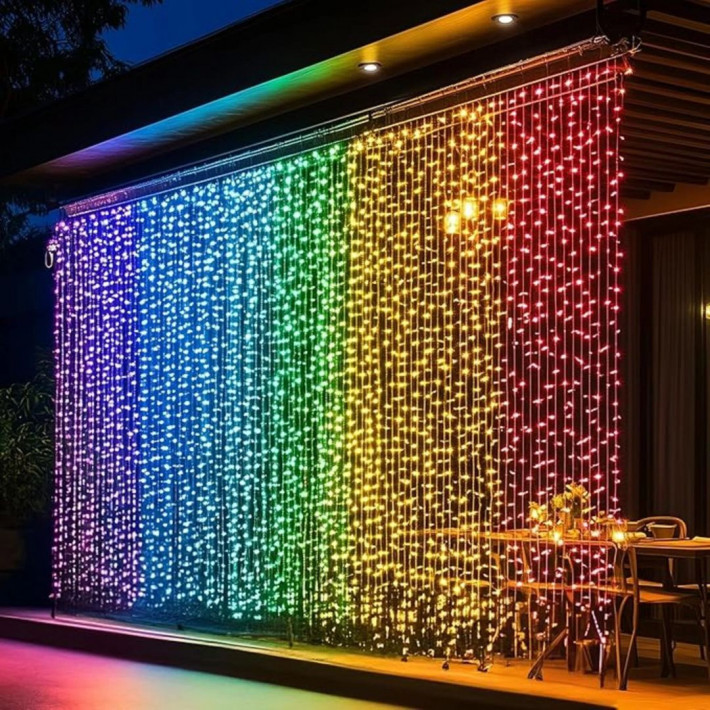 LED Fényfüggöny 2m x 1,5m színes