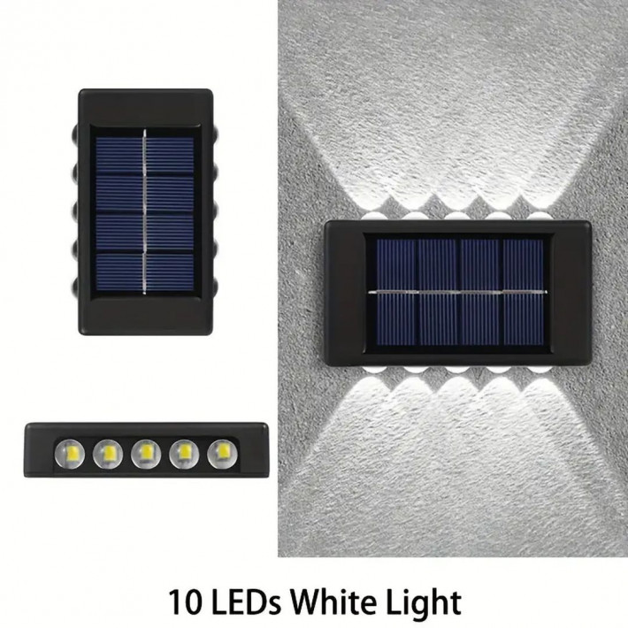 10 LED-es hangulatos, kültéri fali lámpa napelemmel