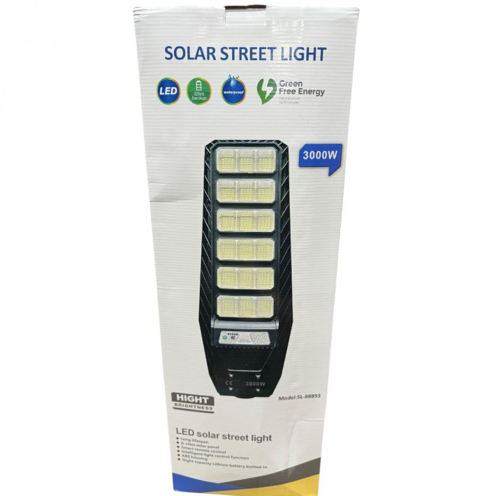 Napelemes Utcai LED Lámpa, Mozgásérzékelővel 3000W, SL-88893