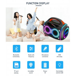 WGY-4402 hordozható Party hangszóró Dupla 4 hüvelykes RGB 50W 4500mah 