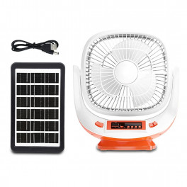 EP-008 8 hüvelykes AC/DC újratölthető ventilátor lítium akkumulátorral, FM rádióval és napelemes töltéssel