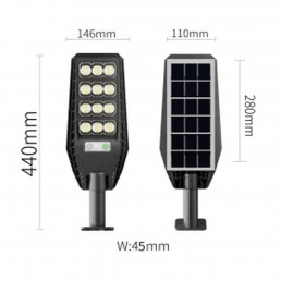 Jortan napelemes utcai LED lámpa távirányítóval, mozgásérzékelővel 400W + tartókonzol 