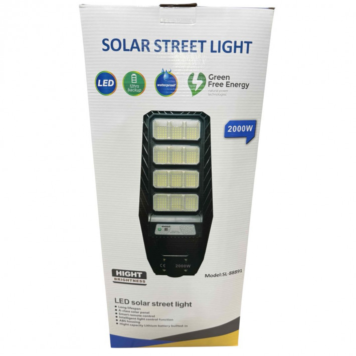 Napelemes Utcai LED Lámpa, Mozgásérzékelővel 2000W, SL-88891