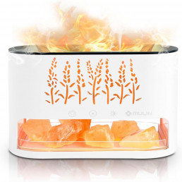 Párologtató Aroma Diffúzor Sókő kristály és Láng LED fénnyel 250ml - KP-023 Fehér