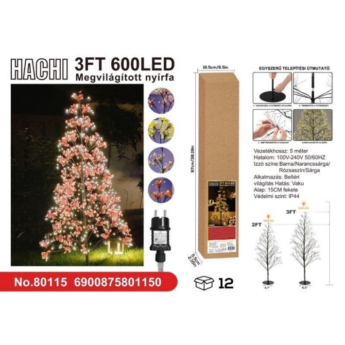 Megvilágított Led fa 90 cm 600 Led