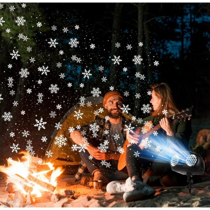 Karácsonyi Dupla Csöves Hóesés Projektor Távirányítóval