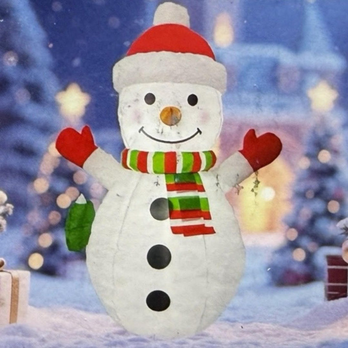 Karácsonyi figura, felfújható hóember, 1,5 m, LED lámpákkal, kerti, udvari dekorációhoz