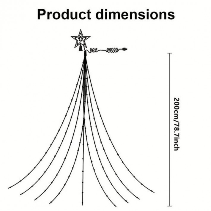 Kifeszíthető karácsonyfa formájú LED világítás melegfehér 2m