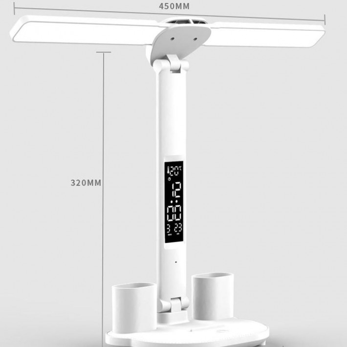 TGX-L8 Többfunkciós asztali led lámpa két fejjel, digitális kijelzóvel 